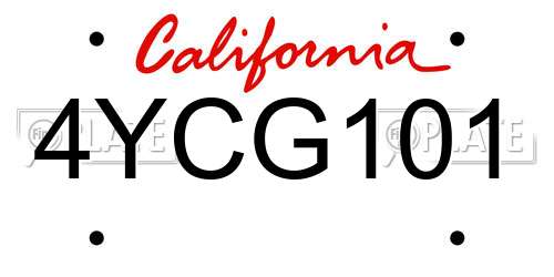 4YCG101 California License Plate