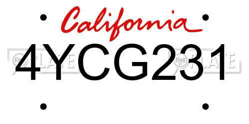 4YCG231 California License Plate