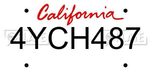 4YCH487 California License Plate