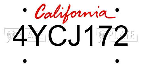 4YCJ172 California License Plate