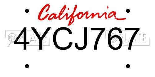 4YCJ767 California License Plate
