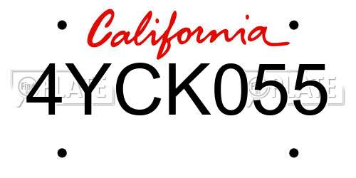 4YCK055 California License Plate