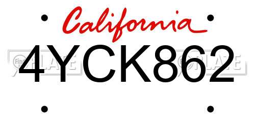 4YCK862 California License Plate