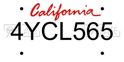 4YCL565 California License Plate