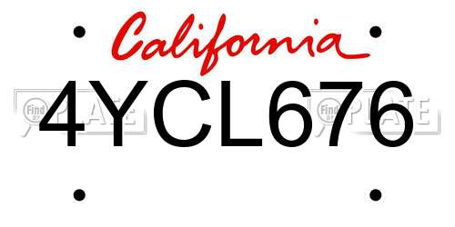4YCL676 California License Plate