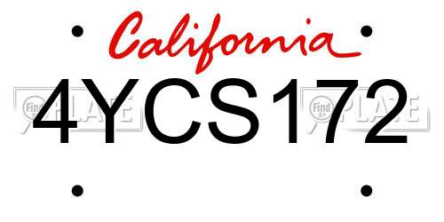 4YCS172 California License Plate