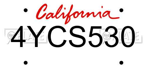 4YCS530 California License Plate