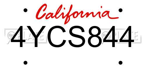 4YCS844 California License Plate
