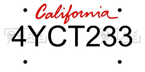 4YCT233 California License Plate