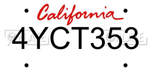 4YCT353 California License Plate
