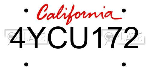 4YCU172 California License Plate