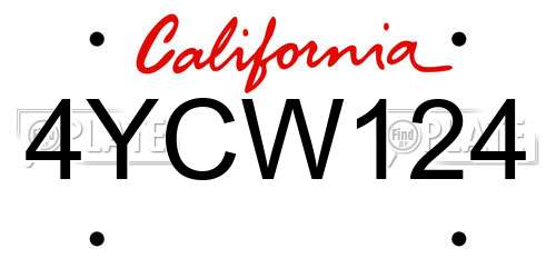 4YCW124 California License Plate