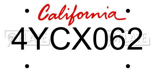 4YCX062 California License Plate