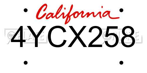 4YCX258 California License Plate