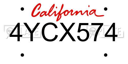 4YCX574 California License Plate