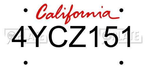 4YCZ151 California License Plate