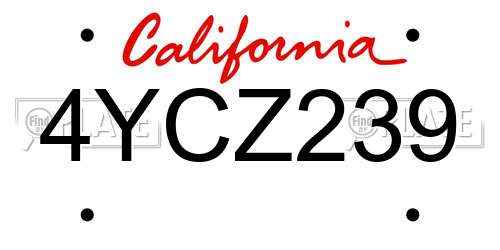 4YCZ239 California License Plate