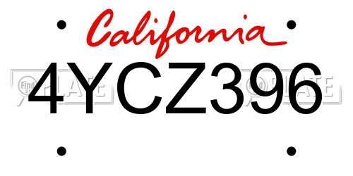 4YCZ396 California License Plate