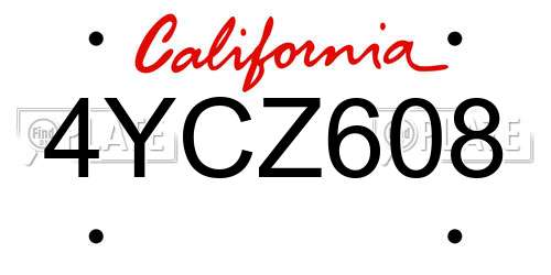 4YCZ608 California License Plate