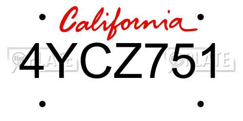 4YCZ751 California License Plate