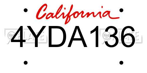 4YDA136 California License Plate