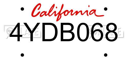 4YDB068 California License Plate