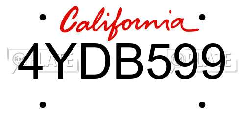 4YDB599 California License Plate