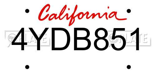 4YDB851 California License Plate