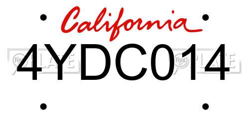 4YDC014 California License Plate