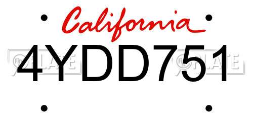 4YDD751 California License Plate