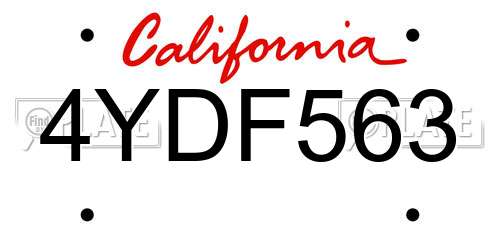 4YDF563 California License Plate
