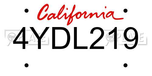 4YDL219 California License Plate