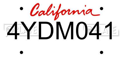 4YDM041 California License Plate