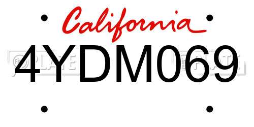 4YDM069 California License Plate