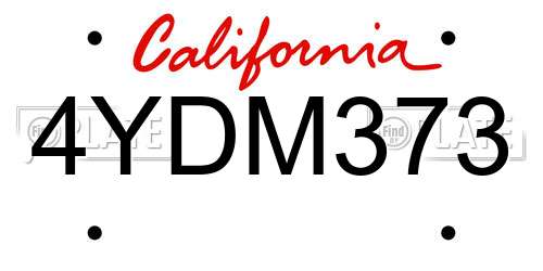 4YDM373 California License Plate