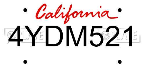 4YDM521 California License Plate