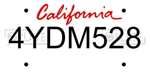 4YDM528 California License Plate