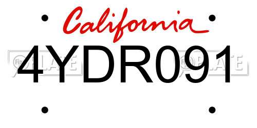 4YDR091 California License Plate
