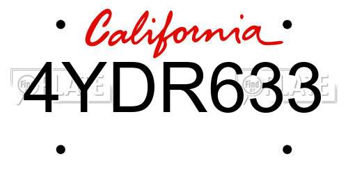 4YDR633 California License Plate