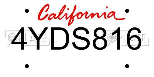 4YDS816 California License Plate