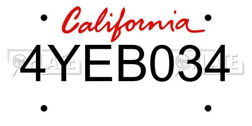 4YEB034 California License Plate