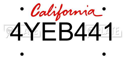 4YEB441 California License Plate