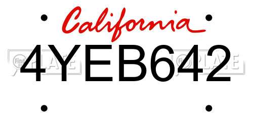 4YEB642 California License Plate