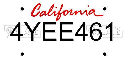 4YEE461 California License Plate