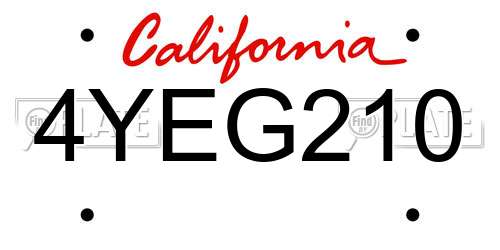 4YEG210 California License Plate