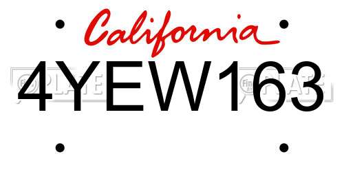 4YEW163 California License Plate