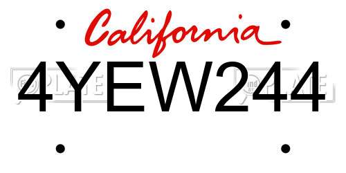 4YEW244 California License Plate