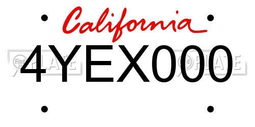 4YEX000 California License Plate
