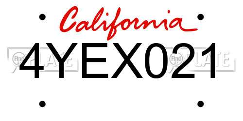 4YEX021 California License Plate