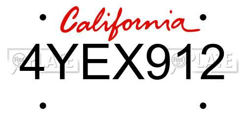 4YEX912 California License Plate